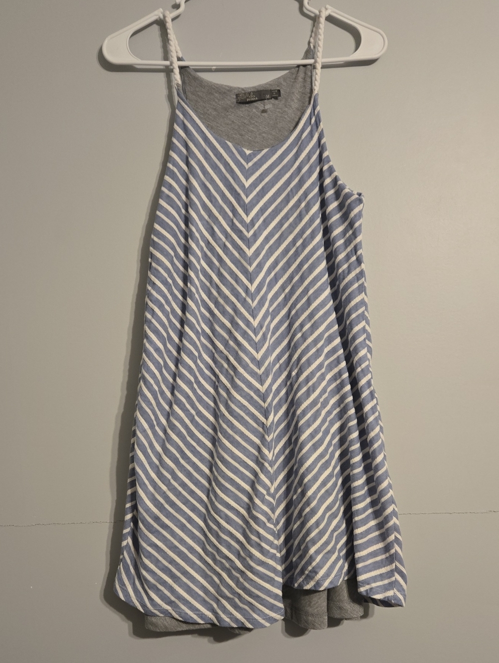 Prana Blue and White Striped & Grey Reversible Rope-strap Swing Dress, Medium